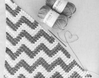 Chevron Corner to Corner, C2C, Blanket Crochet Pattern with Graph, beginner handmade afghan gift