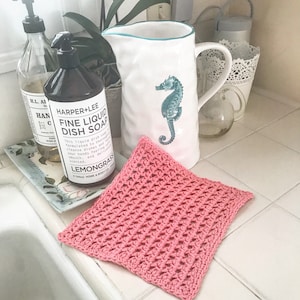 The Farmhouse Kitchen Textured Dishcloth / Spa Washcloth Crochet Pattern, gift Digital Download