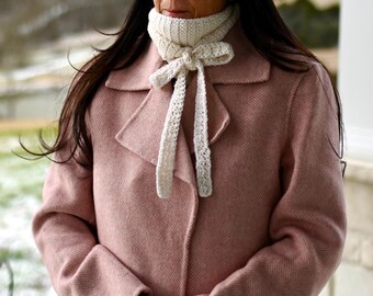 The Heirloom Bow Scarf Crochet Pattern, Vintage Neck Tie, Cottagecore Winter Accessory