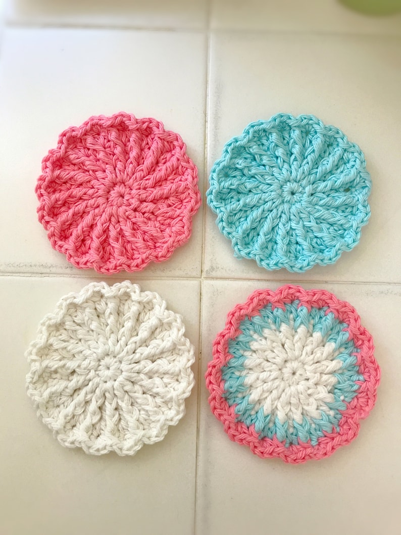 The Farmhouse Kitchen Scrubby Crochet Pattern, face scrubbies gift digital download image 5