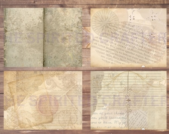 Altes Papier Junk Journal zum Ausdrucken, Vintage Scrapbooking Papier, Digital Collage Seiten, Handgemachtes Junk Journal, Journal Seiten