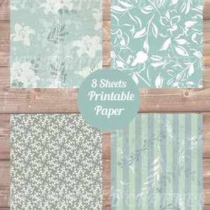 Blue and Ivory Junk Journal Kit, Victorian, Teal, Ephemera, Floral Turquoise, Vintage, Printable, Digital Download, Pockets and Envelopes