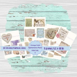 Vintage Faith Scraps, Digital Scraps, Junk Journal, Bible Journaling, Scripture, Stickers, Printable, Christian, Scrapbook