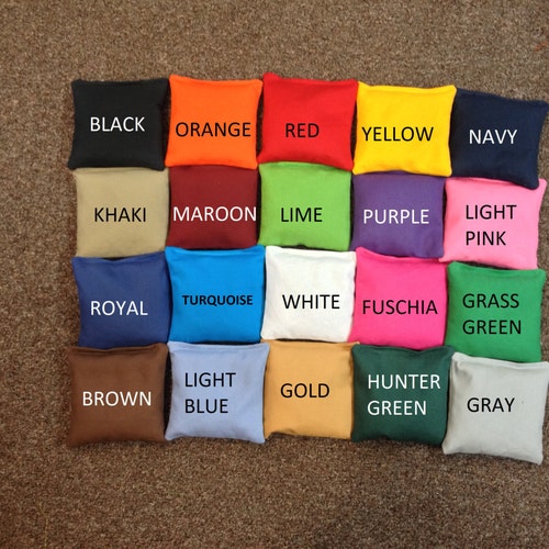 15 COLORS TO PICK FROM SET OF 8 MINIATURE 3" X 3" CORNHOLE BAGS 
