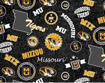Fleece College University of Missouri Mizzo Tigers Fleece Fabric Print By Yard