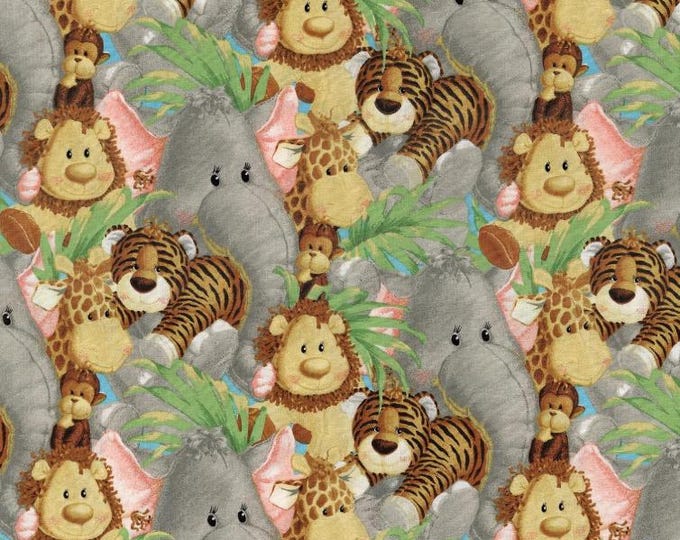 Jungle Babies Packed animals Fabric Traditions 100%  cotton Officially Licensed