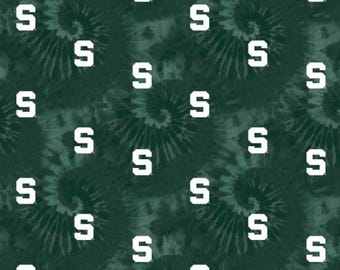 Michigan State Spartans Fabric 100% Cotton Tie Dye NEW Officially Licensed