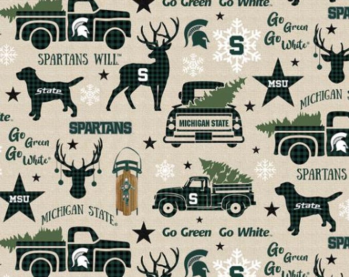 Michigan State Spartans Fabric 100% Cotton Christmas Officially Licensed