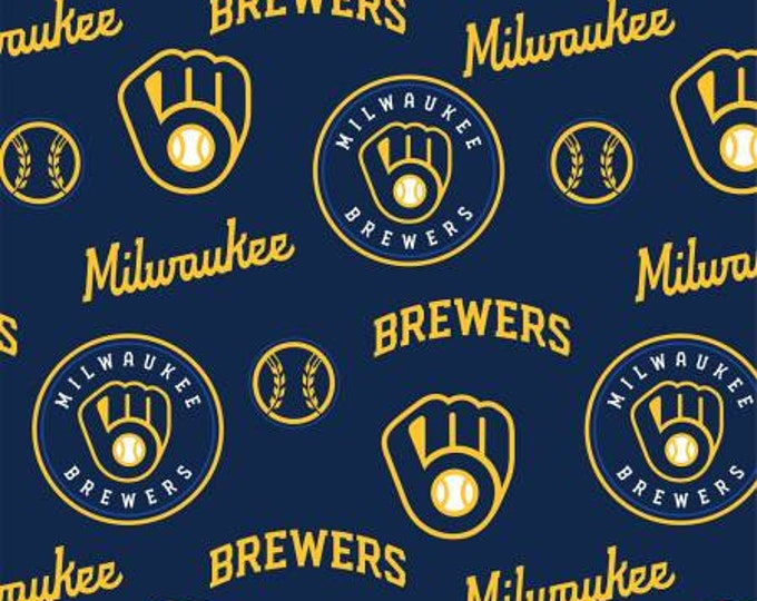 Milwaukee Brewers Baseball MLB Cotton Fabric 100% Cotton  Ships in 1 Business Day Officially Licensed