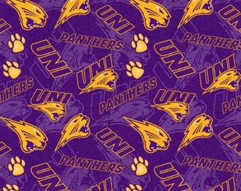 UNI University of Northern Iowa Panthers Fabric 100% Cotton Officially Licensed