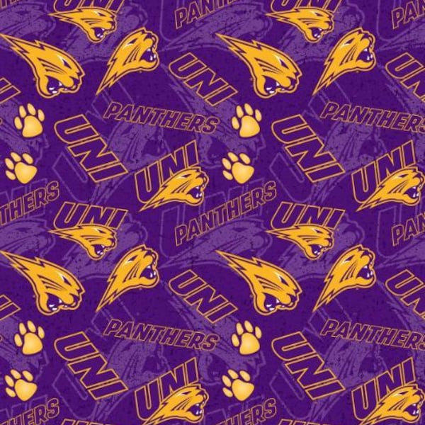 UNI University of Northern Iowa Panthers Fabric 100% Cotton Officially Licensed