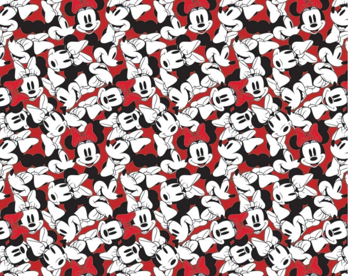 Minnie Mouse Disney Tossed Fabric 100% Cotton  Ships in 1 Business Day Officially Licensed