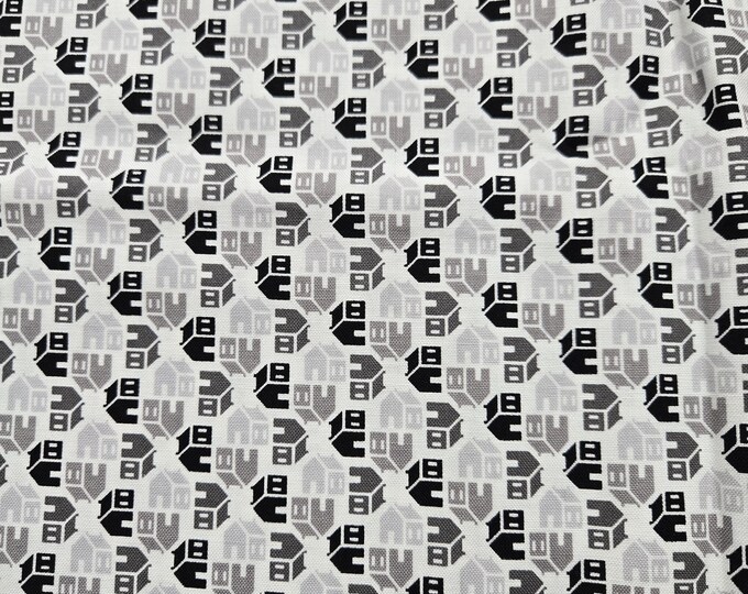 Tiny Houses Design Cotton Fabric 100% Cotton
