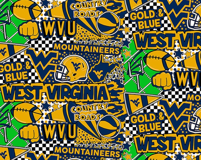 West Virginia Pop Art 100% Cotton  Ships in 1 Business Day Officially Licensed