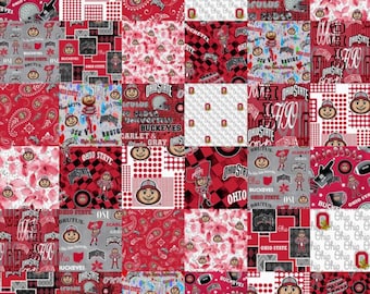 Ohio State Buckeyes 100% Cotton Fabric Officially Licensed Cheater Quilt