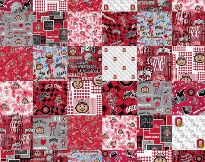 Ohio State Buckeyes 100% Cotton Fabric Officially Licensed Cheater Quilt