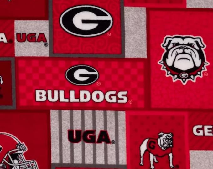Georgia Bulldogs Licensed FLEECE fabric Patch Design Officially Licensed