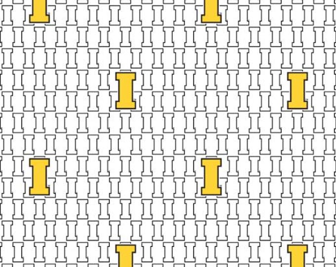University of Iowa Hawkeyes Fabric 100% Cotton   Block NEW White Officially Licensed