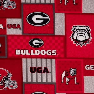 Georgia Bulldogs Licensed FLEECE fabric Patch Design Officially Licensed