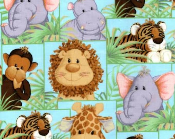 Jungle Babies block animals nursery Fabric Traditions 100%  cotton Officially Licensed