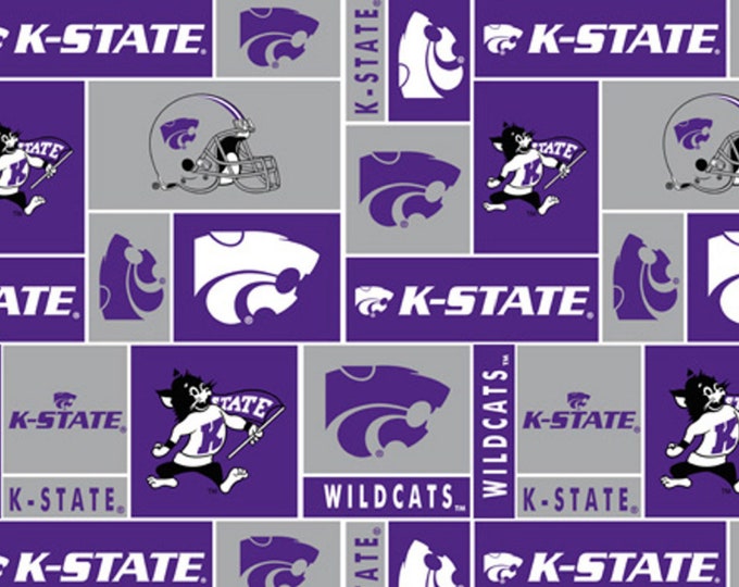Kansas State Wildcats K State Licensed FLEECE fabric. See Description for measurements available.