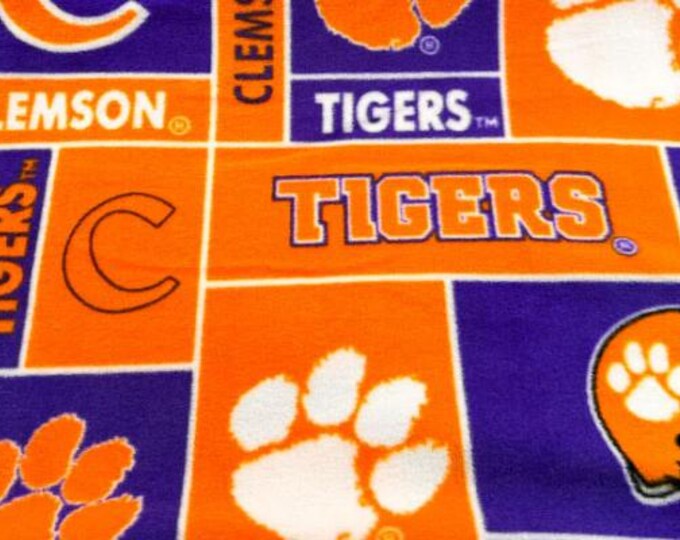 Clemson Tigers Licensed FLEECE fabric. OOP Rare Officially Licensed