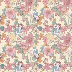 Snow White floral cotton Fabric 100% Cotton