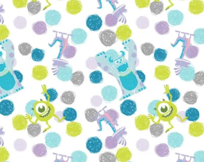 Monsters Inc Dots Cotton Fabric 100% Cotton Officially Licensed