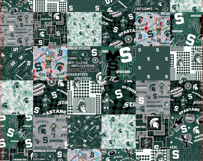 Michigan State Spartans 100% Cotton Fabric Officially Licensed Cheater Quilt