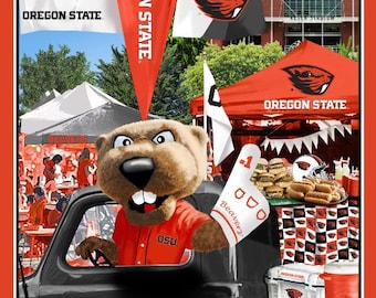 Oregon State Beavers OSU Fabric 100% Cotton PANEL 42x32 Officially Licensed