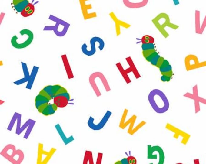 The Very Hungy Caterpillar Tossed Letters Alphabet Cotton Fabric 100% Cotton Officially Licensed