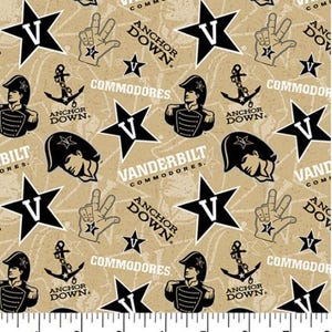 Vanderbilt University Commodores Fabric 100% Cotton Officially Licensed