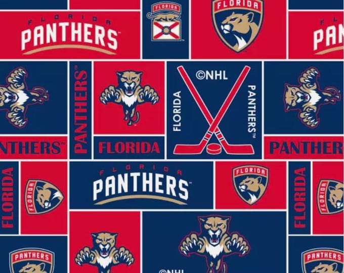 Florida Panthers Licensed FLEECE fabric. See Description for actual measurements available. Officially Licensed