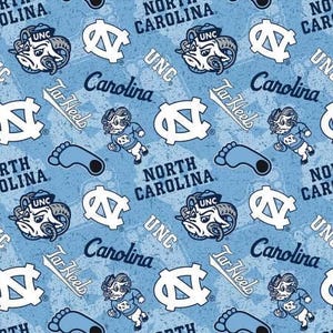 Tela de los Tar Heels de Carolina del Norte, 100 % algodón, tono sobre tono, con licencia oficial UNC imagen 1