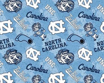 North Carolina Tar Heels Fabric 100% Cotton Tone on Tone UNC Officially Licensed
