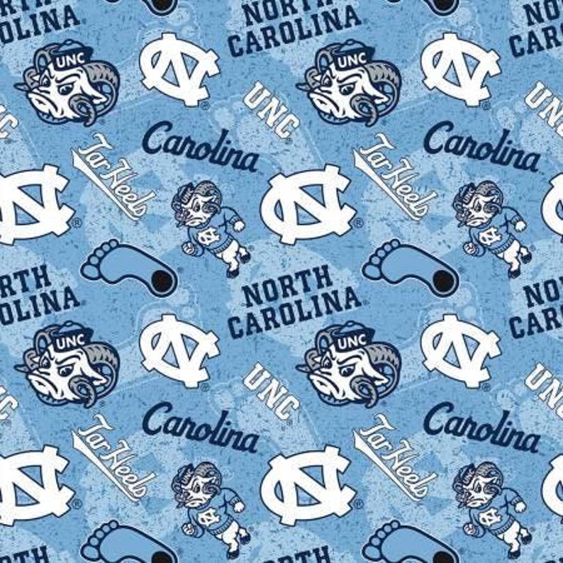 Tela de los Tar Heels de Carolina del Norte, 100 % algodón, tono sobre tono, con licencia oficial UNC imagen 1