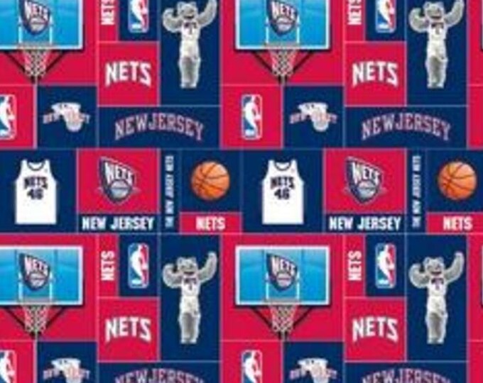 New Jersey Nets NBA Licensed FLEECE fabric. See Description for actual measurements available.
