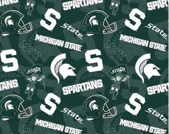 Michigan State Spartans Fabric 100% Cotton Tone on Tone Officially Licensed