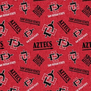San Diego State tone on tone  Aztecs 100% Cotton Fabric Officially Licensed