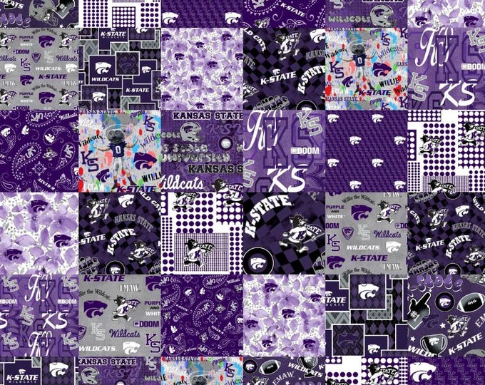 Kansas State Wildcats 100% Cotton Fabric Officially Licensed Cheater Quilt