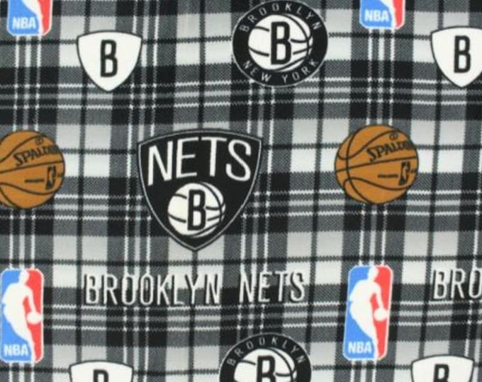 Brooklyn Nets NBA Licensed FLEECE fabric. See Description for actual measurements available.