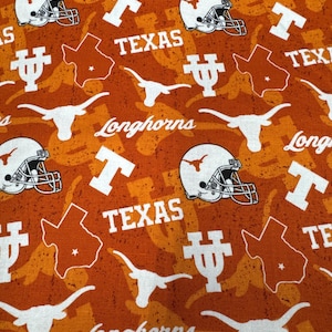 Texas Longhorns Fabric 100% Cotton   University of Texas Cotton UT Tone on Tone Officially Licensed