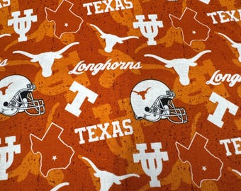 Texas Longhorns Fabric 100% Cotton   University of Texas Cotton UT Tone on Tone Officially Licensed