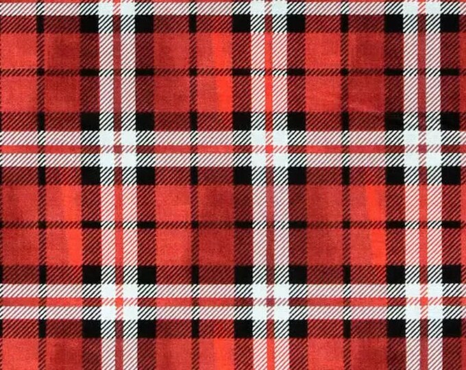 Red White black plaid Cotton Fabric 100% Cotton