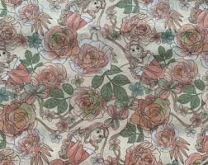 Disney Aurora Roses cotton Fabric 100% Cotton Officially Licensed