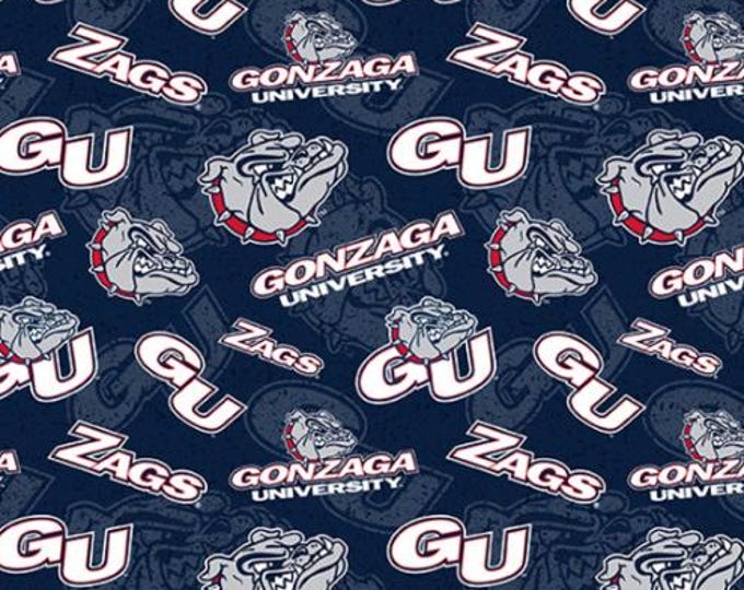 Gonzaga University 100% Cotton Fabric Tone on Tone Officially Licensed