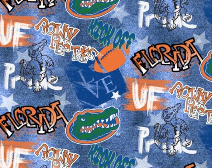 Florida Gators Graffiti Fabric 100% Cotton University of Florida Officially Licensed
