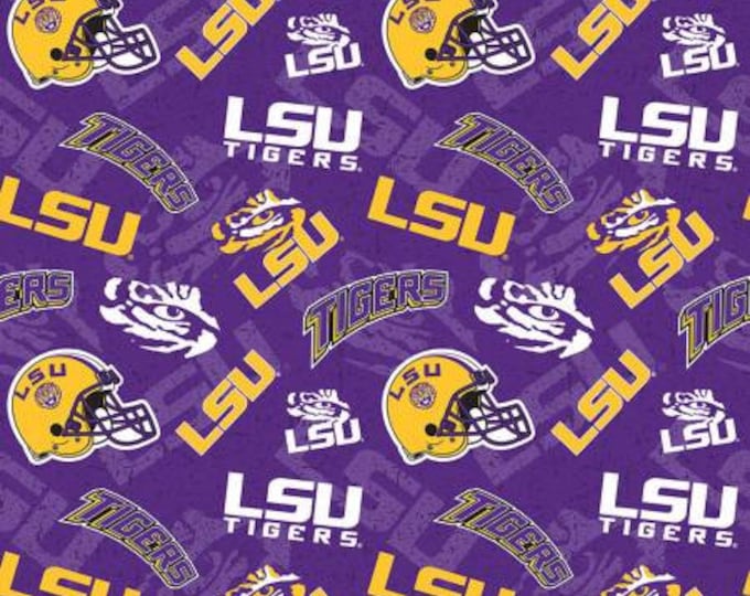LSU Cotton Fabric Louisiana State Tigers 100% Cotton Tone on Tone Officially Licensed