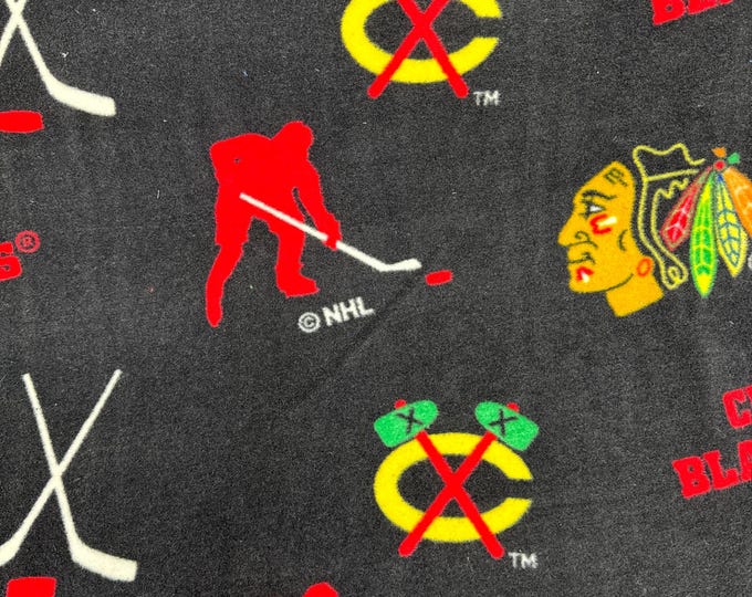 Chicago Blackhawks Licensed FLEECE fabric. See Description for actual measurements available. Officially Licensed