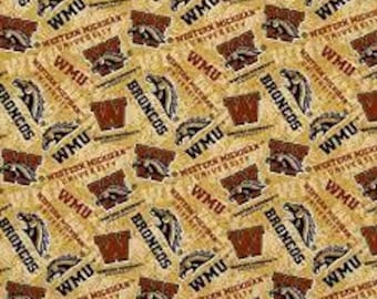 Tela de los Broncos de la Universidad de Western Michigan, 100 % algodón, con licencia oficial